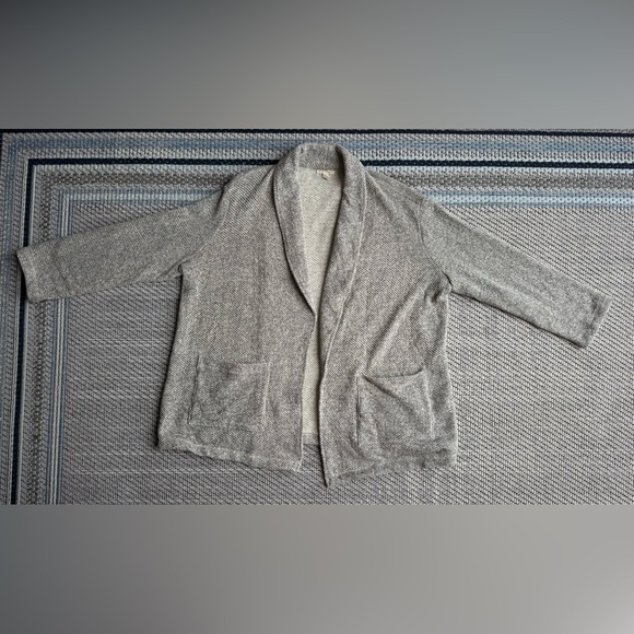 Eileen Fisher Organic Cotton Terry Shawl Collar Jacket-Ash - Picture 9 of 12